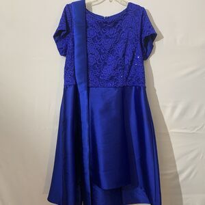 Shelby Nites Plus Size Prom Homecoming Wedding Guest Dress Size 18W Blue Sequin